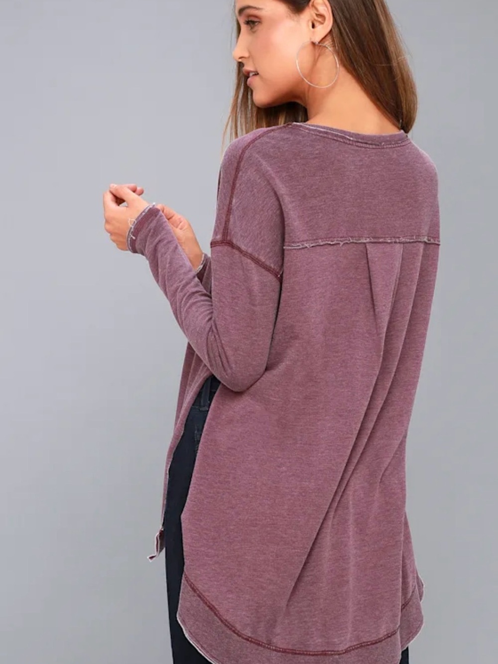 Z Supply Heathered Purple Crew Neck Pullover - Picture 2 of 9